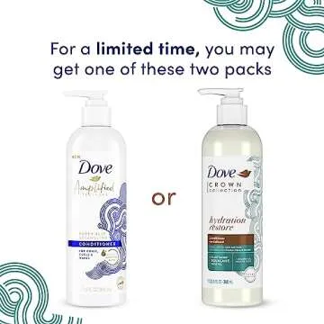 Dove Amplified Textures Shampoo, Conditioner, Leave-In Conditioner with Coconut Milk, Aloe, and Jojoba 3 Count for Coils, Curls and Waves and Moisture Amplifying Hair Care Blend 11.5 oz