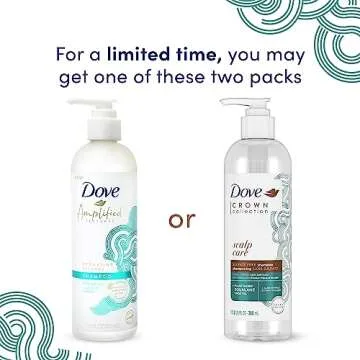 Dove Amplified Textures Shampoo, Conditioner, Leave-In Conditioner with Coconut Milk, Aloe, and Jojoba 3 Count for Coils, Curls and Waves and Moisture Amplifying Hair Care Blend 11.5 oz