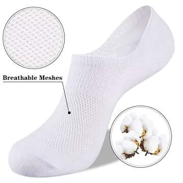 Heatuff Women's No Show Socks - Cotton Comfort & Non-Slip Style