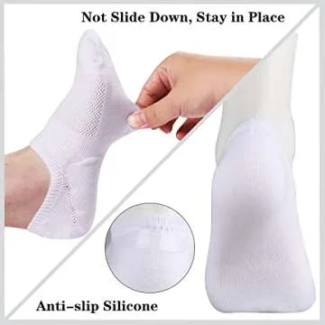 Heatuff Women's No Show Socks - Cotton Comfort & Non-Slip Style