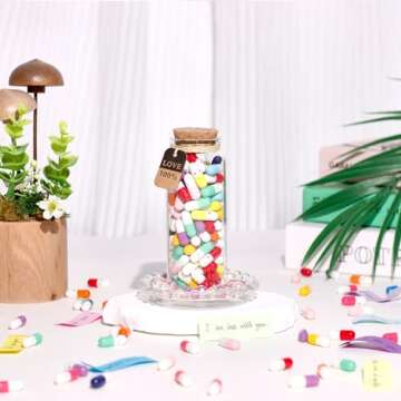Long Distance Gifts For Girlfriend/Boyfriend - 100pcs Capsule Letter Message in Bottle - Cute Romantic Sentimental Love Notes