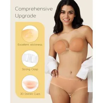 Niidor Adhesive Push Up Strapless Backless Bra