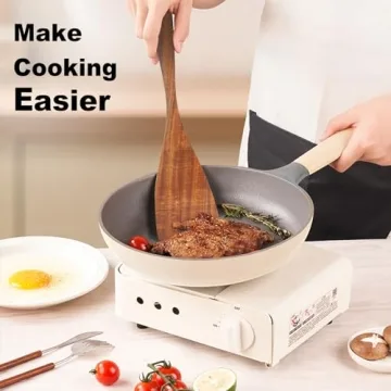 Jilla-hla Wooden Spatula Long Handle Acacia Wood, Flat Wok Spatula for Nonstick Cookware and Kitchen Cooking