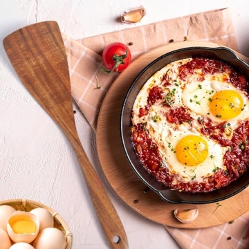 Jilla-hla Wooden Spatula Long Handle Acacia Wood, Flat Wok Spatula for Nonstick Cookware and Kitchen Cooking