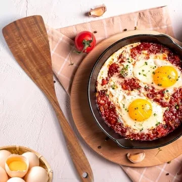 Jilla-hla Wooden Spatula Long Handle Acacia Wood, Flat Wok Spatula for Nonstick Cookware and Kitchen Cooking