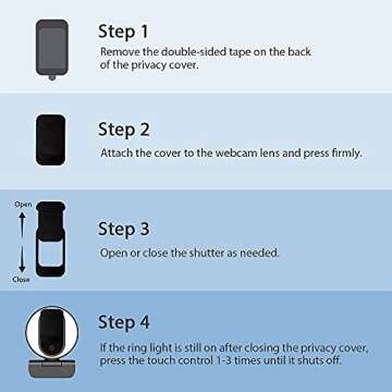 NexiGo N680E 1080P Webcam with Ring Light, Privacy Cover and Dual Microphone, Advanced Auto-Focus, Adjustable Brightness, Streaming Web Camera for Zoom Skype Facetime, PC Mac Laptop Desktop