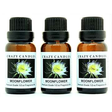 Crazy Candles Moonflower 3 Bottles 1/2 Fl Oz Each (15ml) Premium Grade Scented Fragrance Oil (Unique...