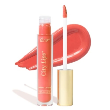 City Beauty City Lips Plumping Lip Gloss in Coral Sunrise - High-Shine Gloss for Fuller, Younger-Loo...