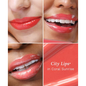 City Beauty City Lips Plumping Lip Gloss in Coral Sunrise - High-Shine Gloss for Fuller, Younger-Looking Lips | Hydrating & Smoothing Lip Treatment Hyaluronic Acid