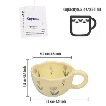 Koythin Ceramic Coffee Mug with Charming Flower Design