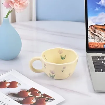 Koythin Ceramic Coffee Mug with Charming Flower Design