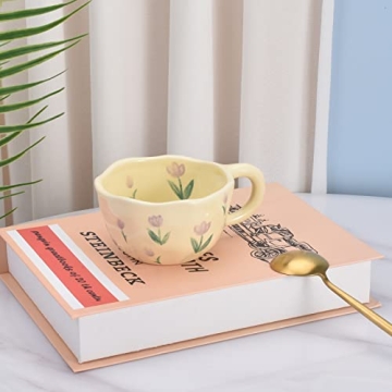 Koythin Ceramic Coffee Mug with Charming Flower Design