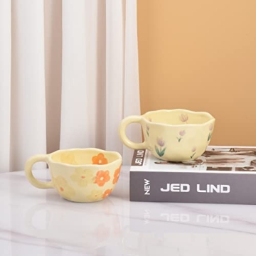 Koythin Ceramic Coffee Mug with Charming Flower Design