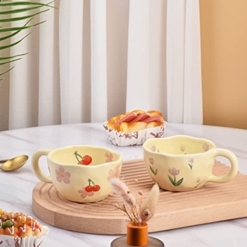 Koythin Ceramic Coffee Mug with Charming Flower Design