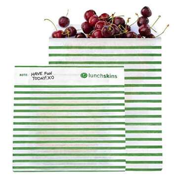 Lunchskins Recyclable & Sealable XL Sandwich Bags - 50 Bags, Eco-Friendly, Stripe Design