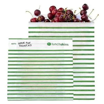 Lunchskins Recyclable & Sealable XL Sandwich Bags - 50 Bags, Eco-Friendly, Stripe Design