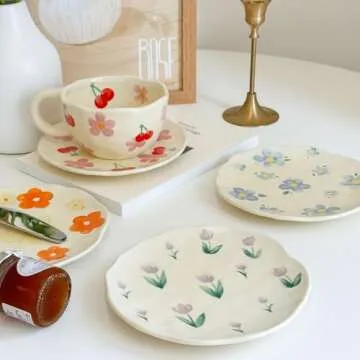 Noviko Tulip Ceramic Mug and Saucer Set for Moms