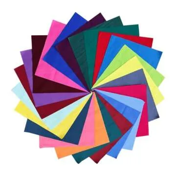 HANPATQUI 50PCS 10 x 10 inch Solid 100% Cotton Fat Quarters Fabric for Sewing and Quilting Bundles Precut Fabric Square for DIY Craft Patchwork