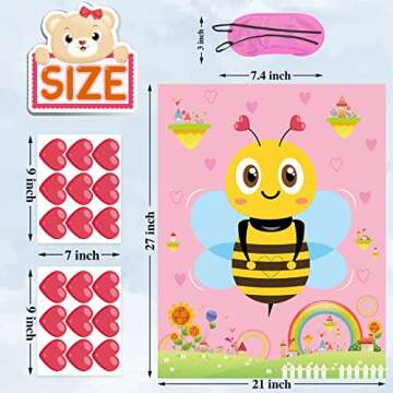 Funnlot Valentine Day Games for Kids Pin The Heart on The Bee Valentine Games with 36PCS Heart Stick...