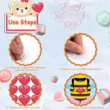 Funnlot Valentine Day Games for Kids Pin The Heart on The Bee Valentine Games with 36PCS Heart Stickers Valentine Party Activities for Girls Boys Toddles