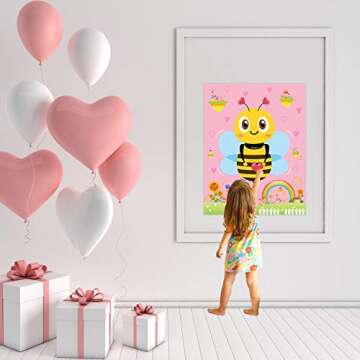 Funnlot Valentine Day Games for Kids Pin The Heart on The Bee Valentine Games with 36PCS Heart Stickers Valentine Party Activities for Girls Boys Toddles