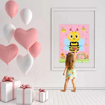 Funnlot Valentine Day Games for Kids Pin The Heart on The Bee Valentine Games with 36PCS Heart Stickers Valentine Party Activities for Girls Boys Toddles