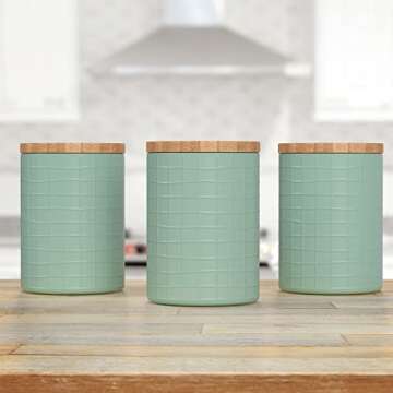 Barnyard Designs Kitchen Canisters with Bamboo Lids, Airtight Metal Canister Set, Coffee, Sugar, Tea...