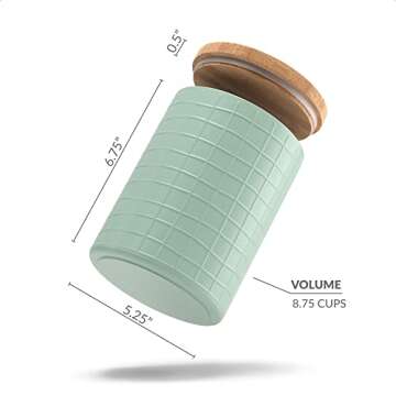 Barnyard Designs Kitchen Canisters with Bamboo Lids, Airtight Metal Canister Set, Coffee, Sugar, Tea, Flour Storage Containers, Farmhouse Kitchen Decor, Mint, 5.25” x 6.75”, Set of 3