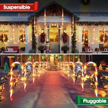 RECHOO Christmas Decorations Outdoor, 12 Pack Solar Candy Cane Christmas Decorations with Upgraded 1...