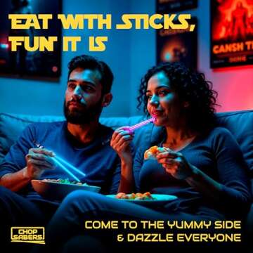 LIGHTSABER CHOPSTICKS LIGHT UP STAR WARS LED Glowing Light Saber Chop Sticks REUSABLE Sushi Lightup ...