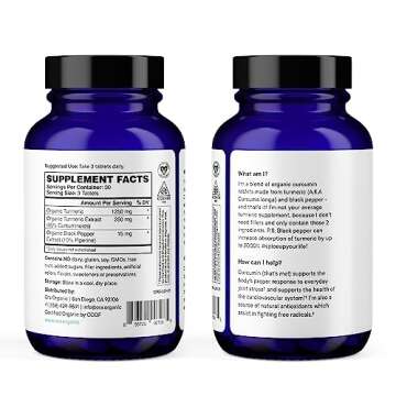 Ora Organic Turmeric Curcumin with Piperine - Pure Extracts for Joint Stress and Cardiovascular Health, Support Healthy Cognitive Function, No Filler Ingredients - 90 Vegan Tablets, 1 Month Supply