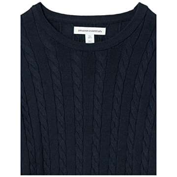 Amazon Essentials Men's Crewneck Cable Cotton Sweater, Navy, Large