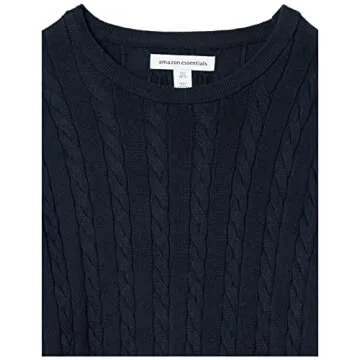 Amazon Essentials Men's Crewneck Cable Cotton Sweater, Navy, Large