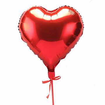 BinaryABC Foil Balloons,LOVE Heart Shape Helium Valentines Wedding Birthday Party Decorations,Approx,45cm,10 pieces(Red)