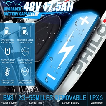 PHILODO H7 1000W Electric Mountain Bike 31MPH 48V Battery