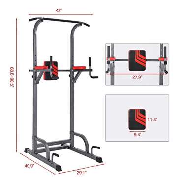 MAGIC FIT Power Tower Multi-Function Workout Dip Station for Home Gym Training Fitness Exercise Equipment Adjustable Height Pull/Push Up Bar Tower