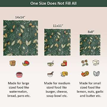 Reusable Beeswax Food Wrap- Silicone Stretch Lids - Reusable Produce Bags, Eco Friendly Food Storage, Dishwasher & Freezer Safe, Reusable Grocery Bag for Storage, 15 Pack (6 Wrap 3 Bags 6 Lids)