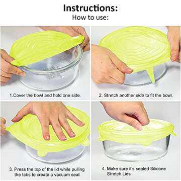 Reusable Beeswax Food Wrap- Silicone Stretch Lids - Reusable Produce Bags, Eco Friendly Food Storage, Dishwasher & Freezer Safe, Reusable Grocery Bag for Storage, 15 Pack (6 Wrap 3 Bags 6 Lids)