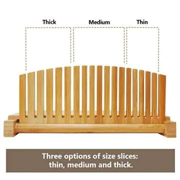 Kiss Core Premium Bamboo Bread Slicer for Homemade Bread, Crumb Catcher, Foldable and Compact Loaf Cutter 3 Size Slicing Guide