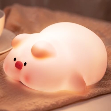 STROLITE Night Light for Kids, Cute Pig Night Light, 3 Level Dimmable Toddler Night Light, LED Recha...
