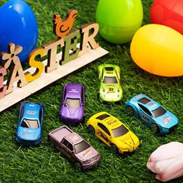 JOYIN 12 Die-Cast Car Filled Easter Eggs for Kids Fun