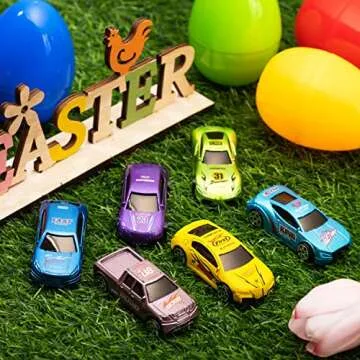 JOYIN 12 Die-Cast Car Filled Easter Eggs for Kids Fun