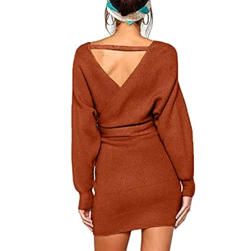 CHERFLY Women's V Neck Sweater Dress for All Occasions