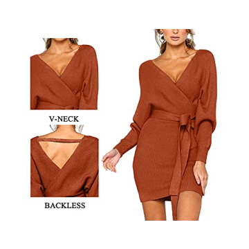 CHERFLY Women's V Neck Sweater Dress for All Occasions