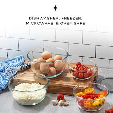 JoyJolt 8pc Glass Mixing Bowls with Lids Set