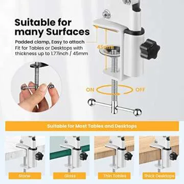 HyperX Quadcast White Boom Arm for Mic Stand Setup