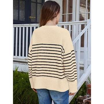 LILLUSORY Striped Oversized Sweaters Womens Winter Cashmere Trendy Ladies Long 2023 Fall Fashion Casual Chunky Tunic Pullover Tops Wear with Leggings