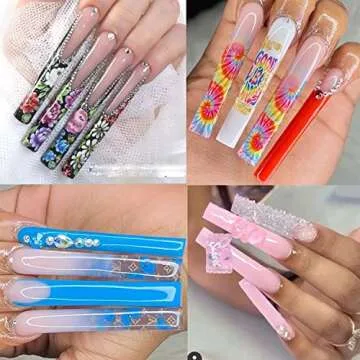 NO C Curve Square Nail Tips - NO C Curve Long Nail Tips - Yimart 500pcs No C Curve XXXL Square Strai...