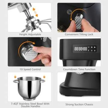 ZACME 7.4QT Stand Mixer for Large Batches of Dough