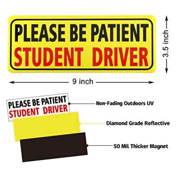 JUSTTOP 3pcs Magnet for Car - Vibrant Student Driver Safety Stickers